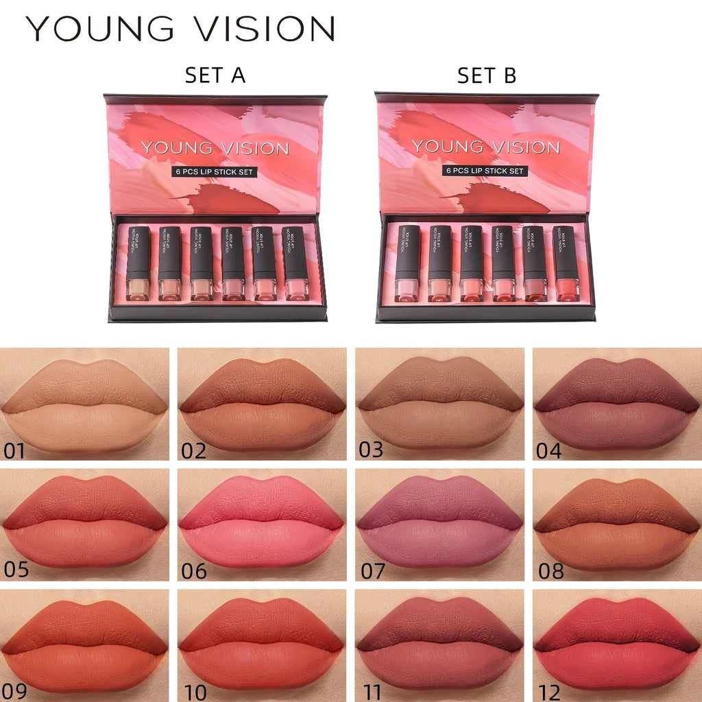 Velvet Matte Lipstick Gift Set - 6 Pcs